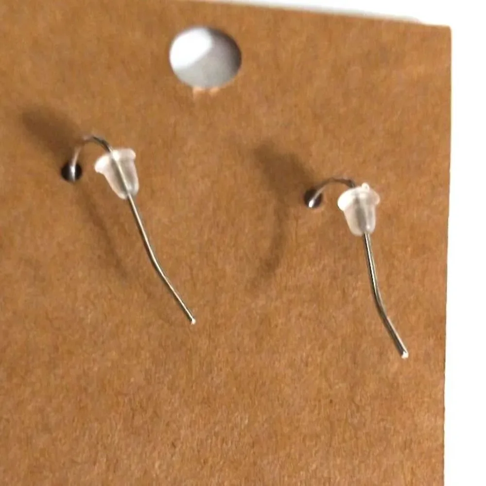 Silver Tone Earrings Dangle Drop Reverse Teardrop Ornament 1.5 Inch Drop